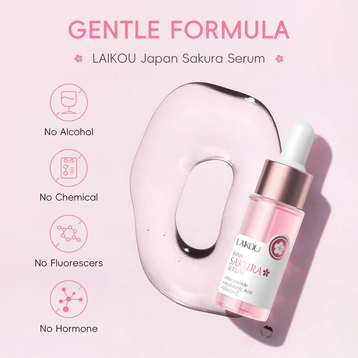 Suero de extracto de Sakura japonés, 17ml, minimiza los poros, ilumina la piel, cuidado hidratante, potenciador de brillo, efecto duradero