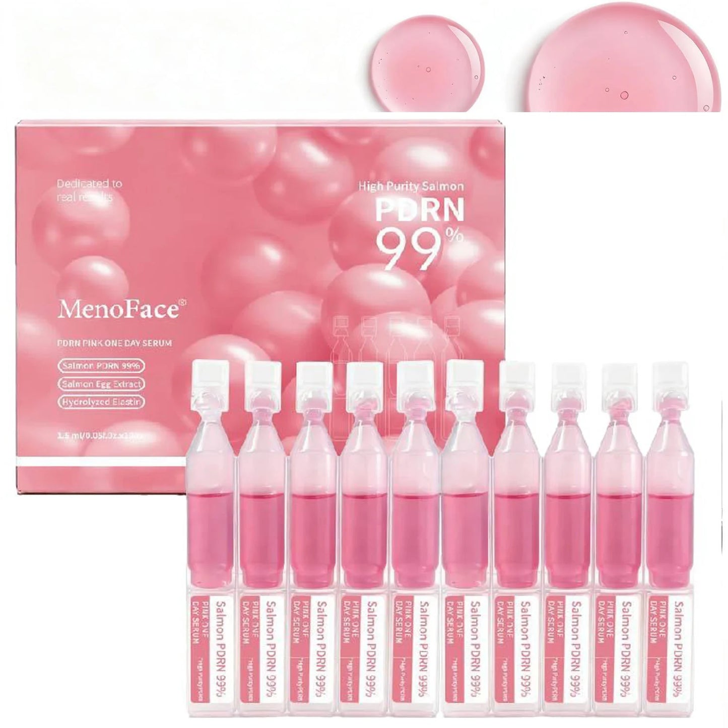 Suero PDRN de Salmón, ADN de Salmón para el Rostro, Suero PDRN Reafirmante, Reparador e Hidratante con Colágeno, Ácido Hialurónico, 0.05 fl.oz x 10