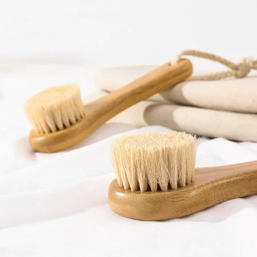 Cepillo de limpieza facial, cepillo facial de madera para exfoliar y limpiar los poros, revelar la piel suave y radiante