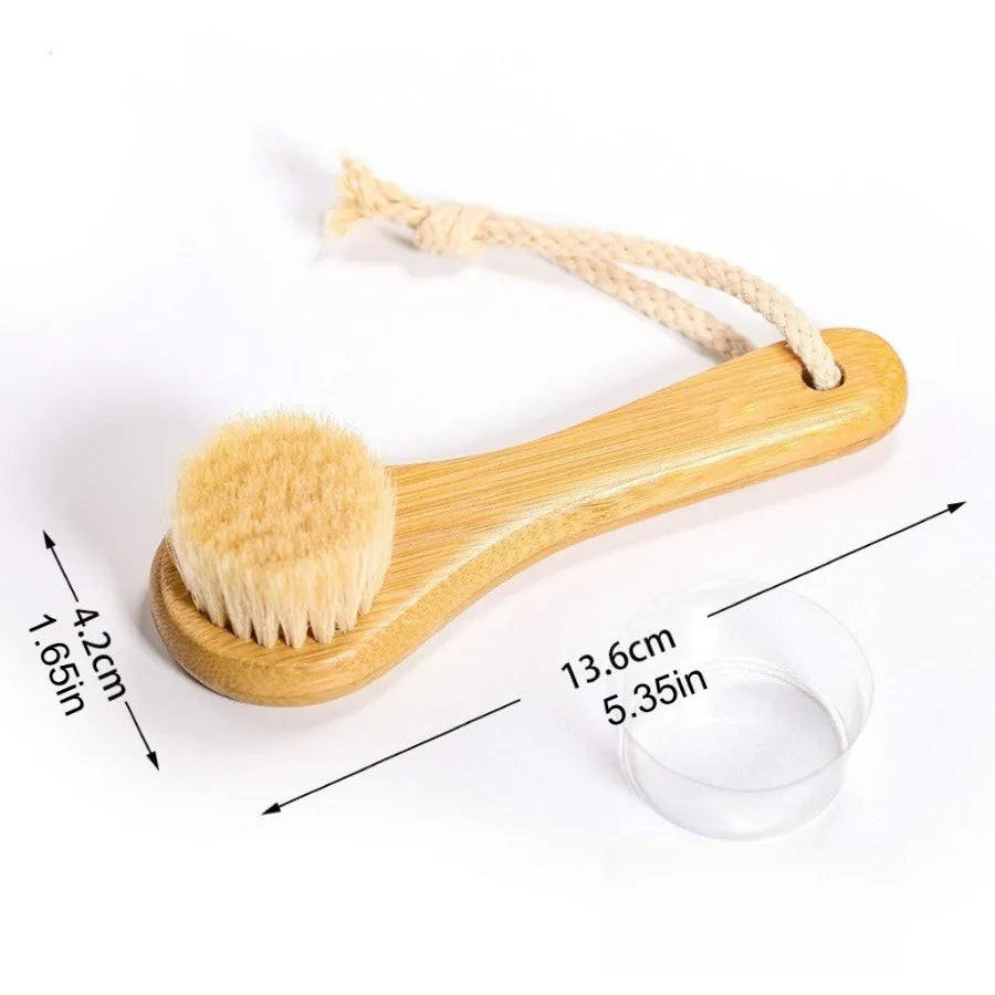 Cepillo de limpieza facial, cepillo facial de madera para exfoliar y limpiar los poros, revelar la piel suave y radiante