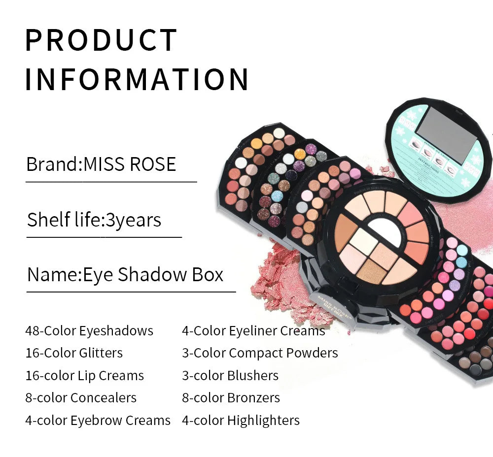 MISS ROSE All In One Makeup Kit for Women Full Set Make up Gift Sets Face Lips Eye brow Eyeshadow  Template Multi-Purposes Kits