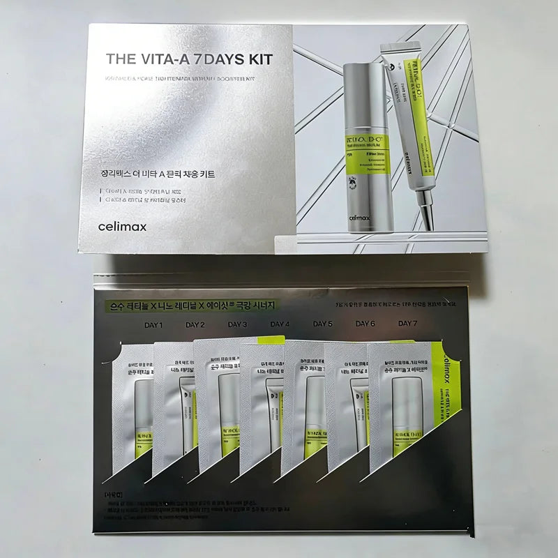 Kit de Viaje Coreano con Retinol de 7 Días, Esencia Reafirmante Antiarrugas, Reduce las Líneas Finas de Expresión, Hidratante, Mejora la Elasticidad de la Piel, Cuidado de la Piel