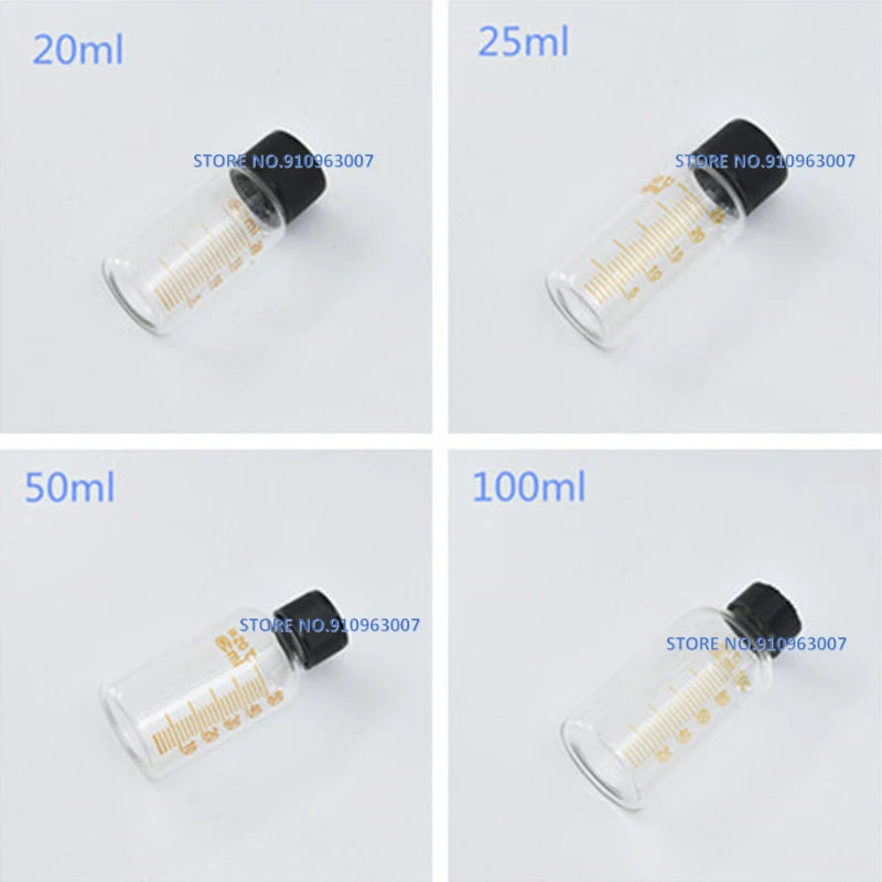 Botella de reactivo de vidrio de borosilicato redondo, botella de suero, viales de muestra de graduación, 5ml a 1000ml