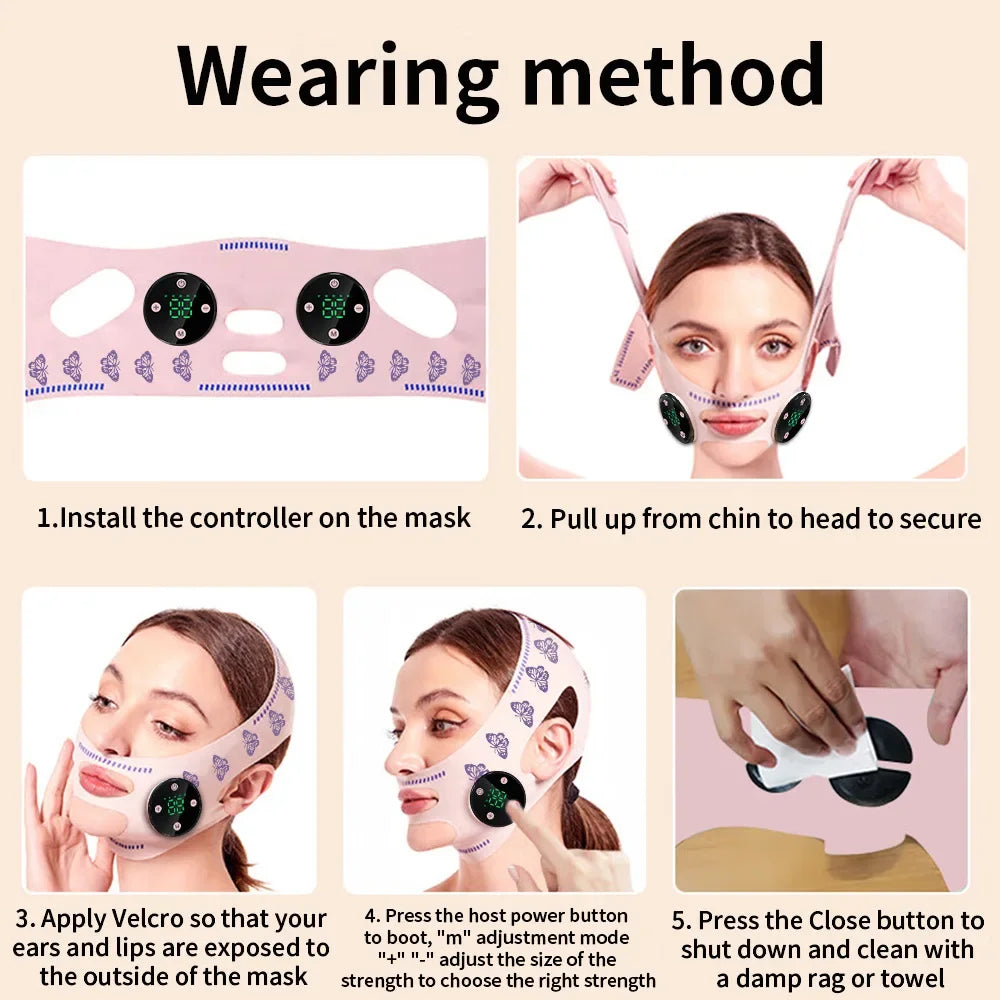 Mascarilla fina EMS para masaje de cabeza, relajación Facial, carga USB, correa adelgazante Facial, levantamiento Facial, Reduce la barbilla doble, levantamiento de mejillas y cara