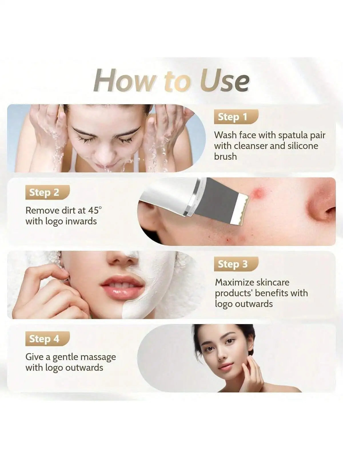 Espátula Ultrasónica de Limpieza Facial
