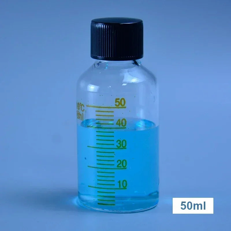 Botella de suero, botella de vidrio para reactivo, botella de muestra, cristalería de laboratorio con escala, capacidad 5/10/15/20/25/50/100/150/200/250/500ml