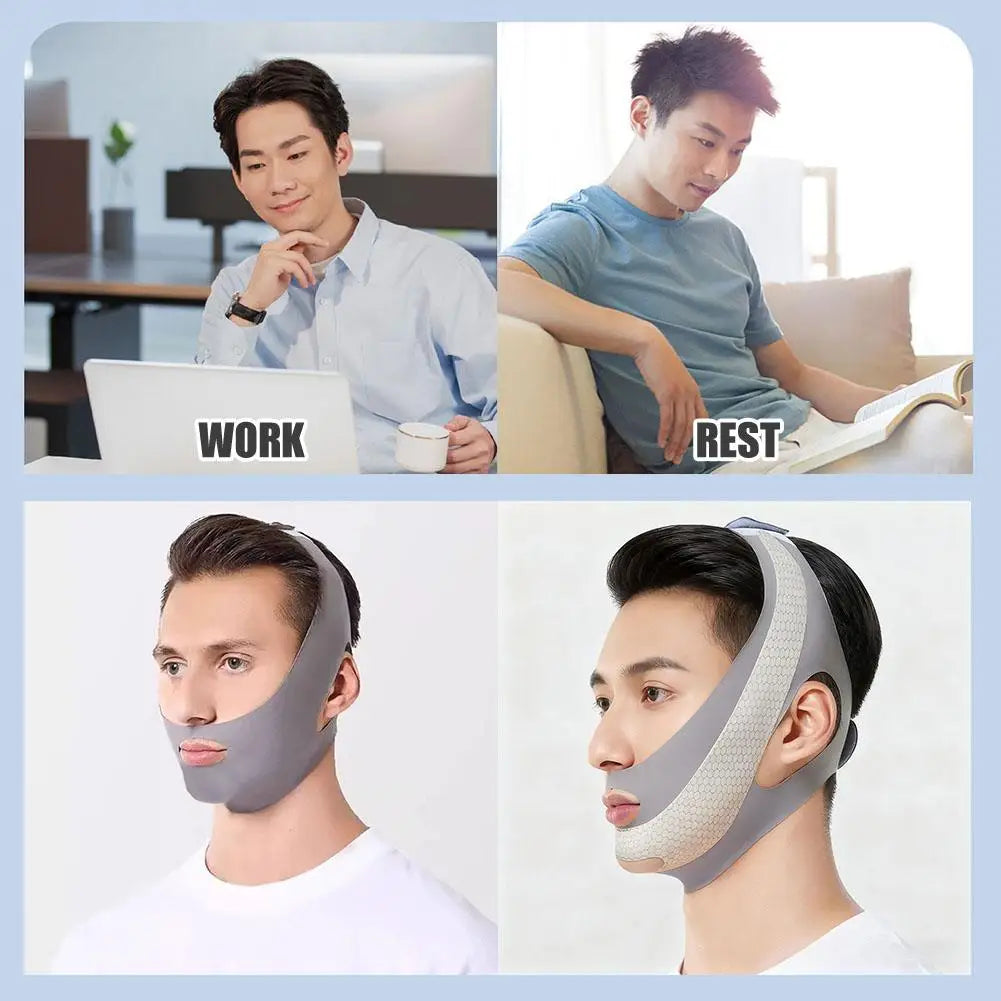 Herramienta de escultura Facial para hombres, vendaje de cara en V para levantamiento de pliegues nasolabiales, máscara para dormir de doble barbilla