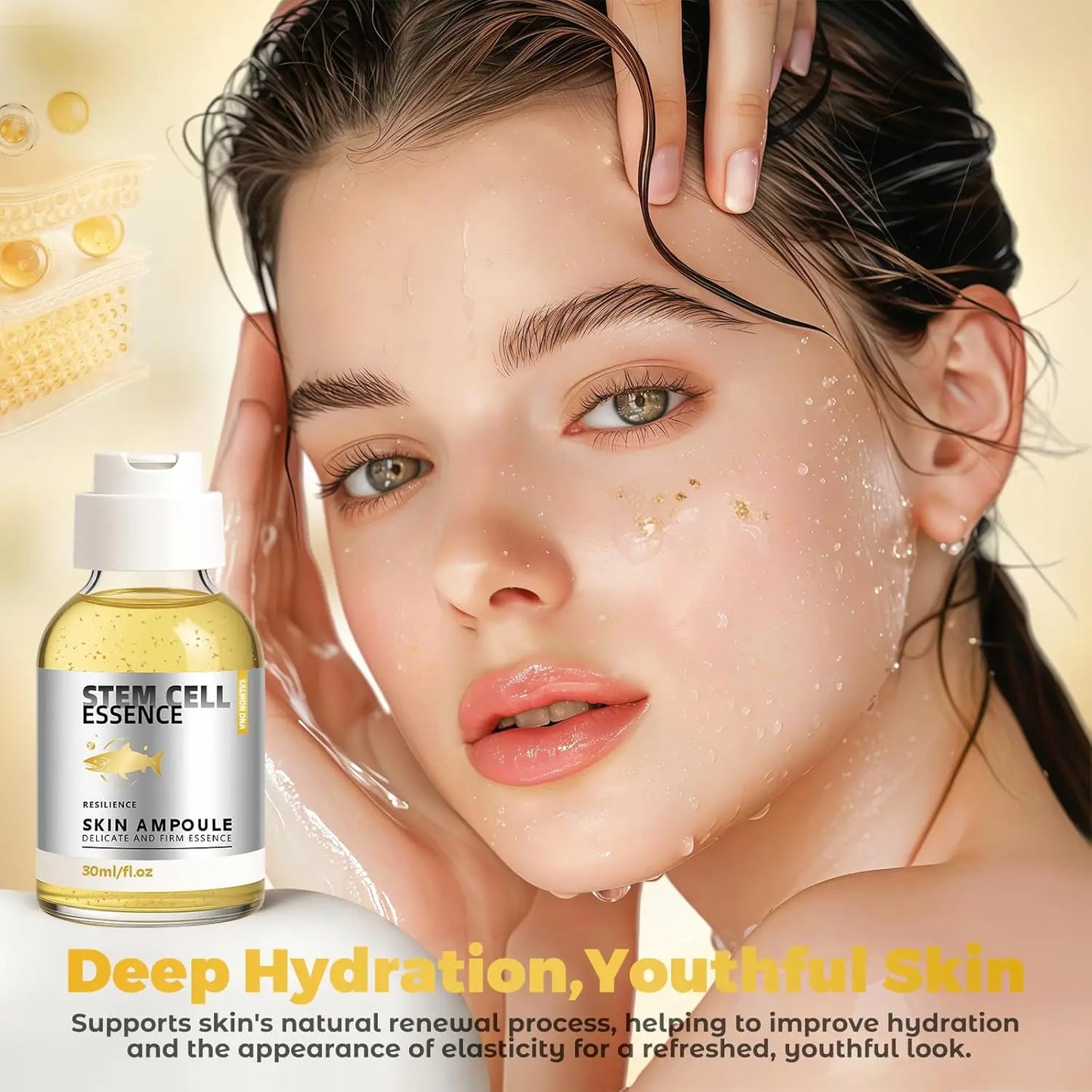 Ampolla de ADN de Salmón, Suero de Células Madre de Salmón con PDRN, Infundido con Niacinamida, Ampolla para Hidratación Profunda y Luminosidad, 1 fl.oz