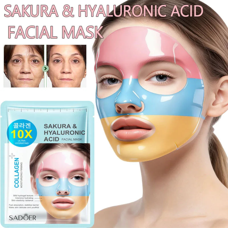 Rainbow Collagen Facial Masks Moisturizing Whitening Lifting Firming Reduce Wrinkles Hyaluronic Acid Face Mask Korean Cosmetics