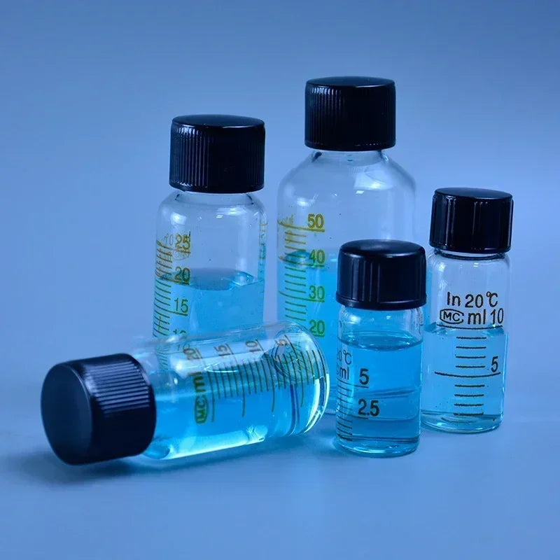 Botella de suero, botella de vidrio para reactivo, botella de muestra, cristalería de laboratorio con escala, capacidad 5/10/15/20/25/50/100/150/200/250/500ml