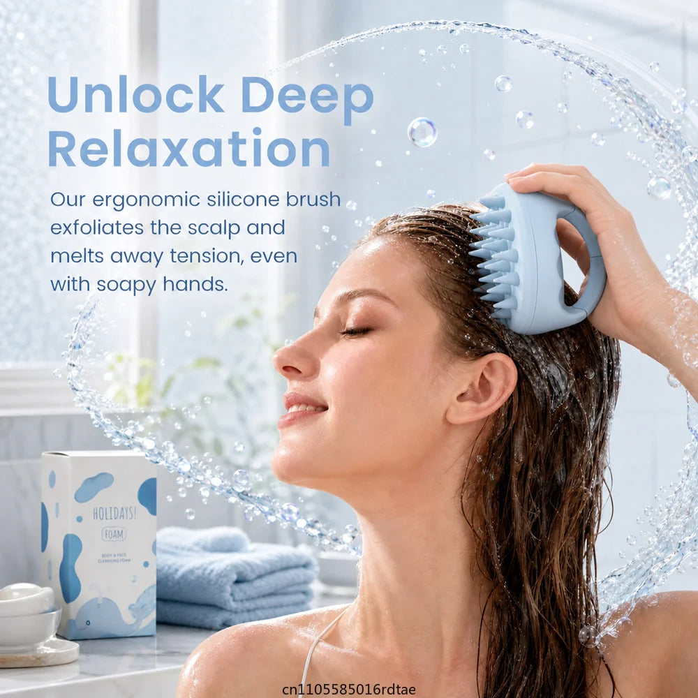 Hair Scalp Massager & Large Bath Balls Shower,Shampoo Brush and Body Cleaning Mesh Set