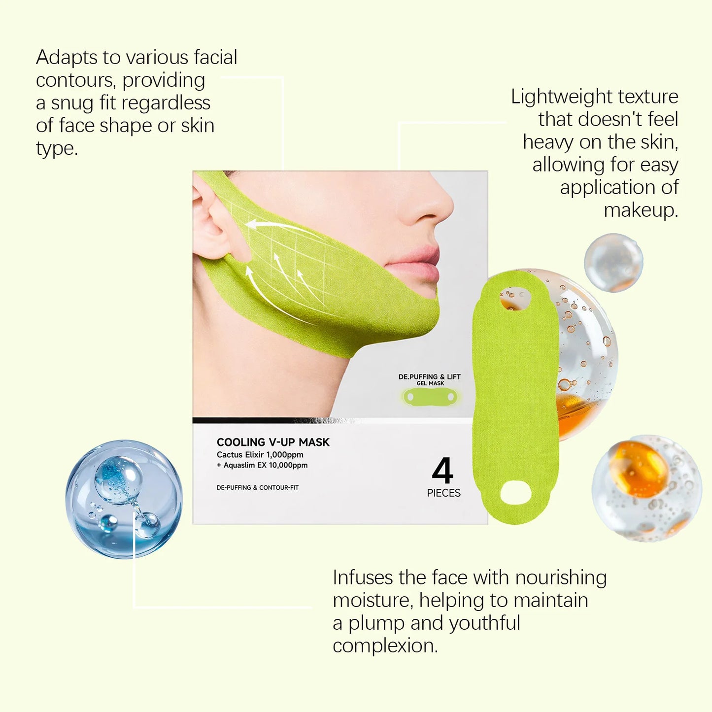 Centella Asiatica Face Lifting Mask Lift Facial Contour Tighten Skin Firm Cheek Enhance Firmness Easy Apply Face Shaping Bandage