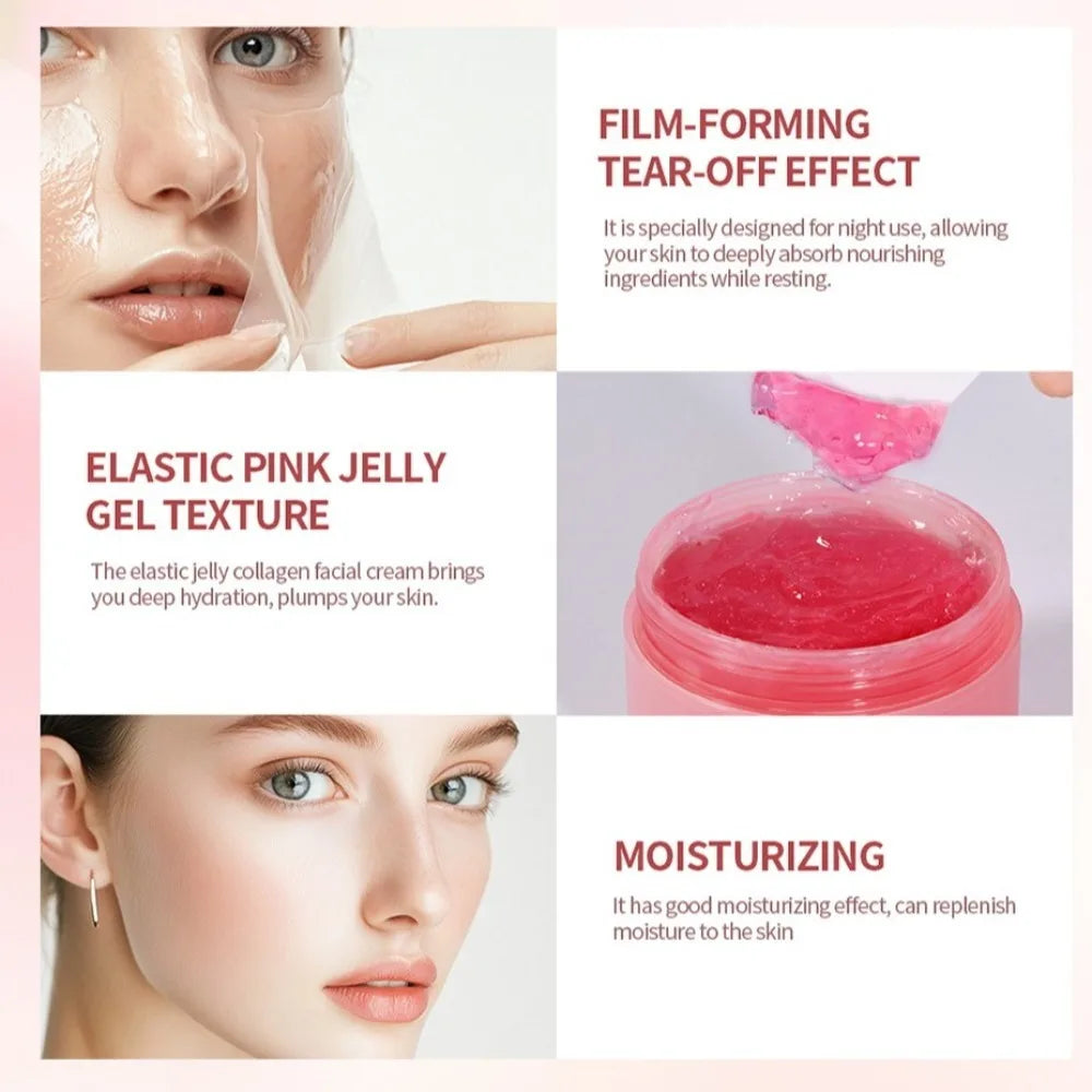 Mascarilla facial hidratante para envolver, cara suave con cepillo, mascarilla de colágeno hidrolizado que reduce la opacidad y reduce la flacidez