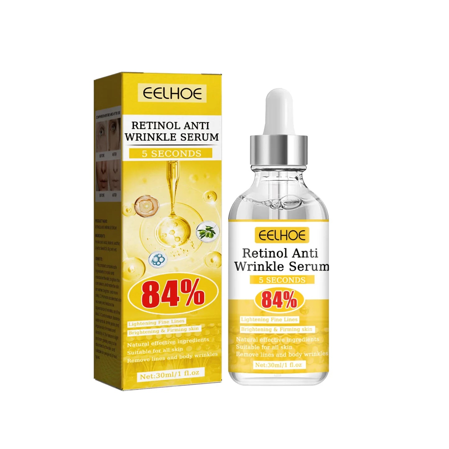 Esencia antiarrugas de Retinol que reduce las líneas finas, levanta la piel, mejora la embotamiento, elimina las arrugas faciales, hidrata el cuidado