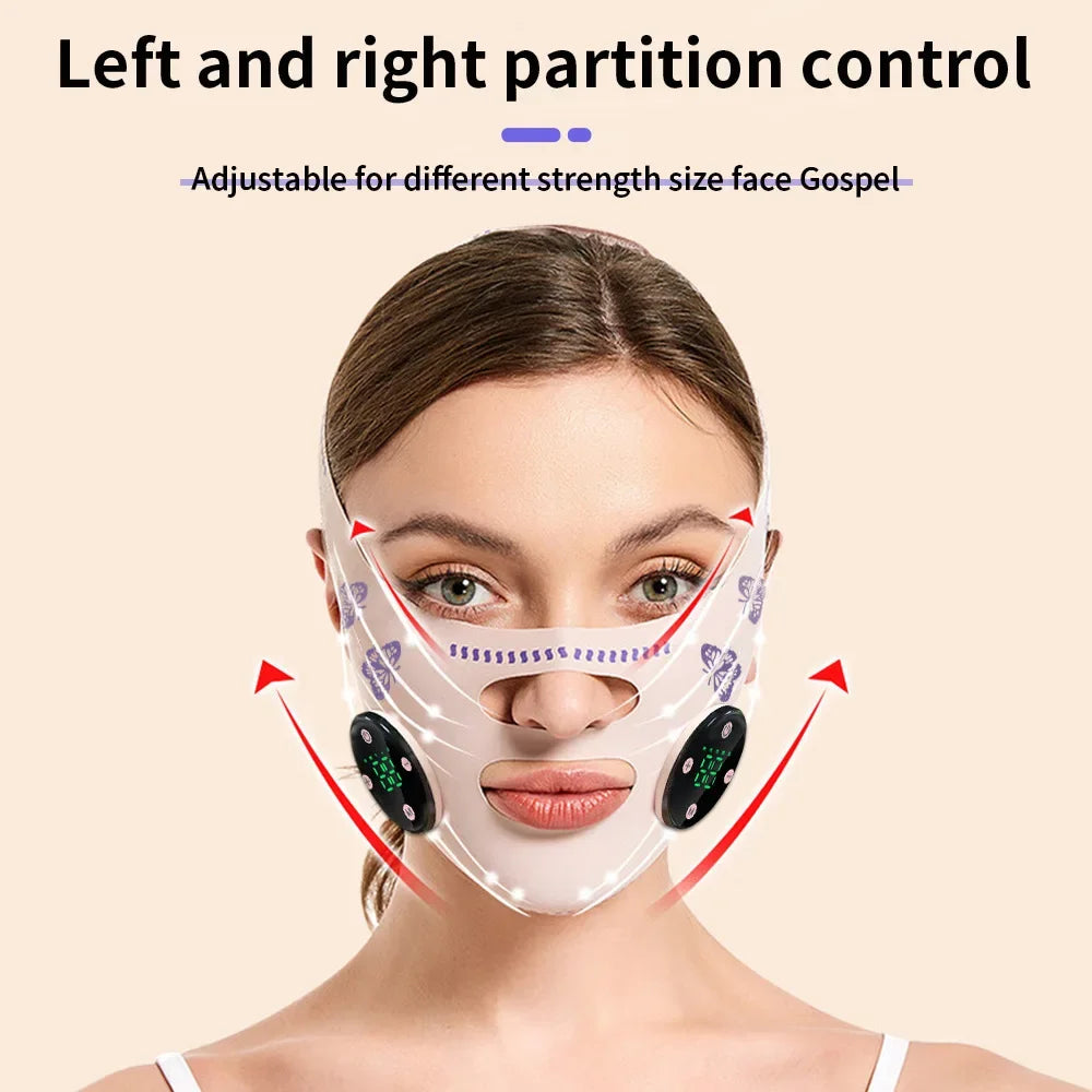 Mascarilla fina EMS para masaje de cabeza, relajación Facial, carga USB, correa adelgazante Facial, levantamiento Facial, Reduce la barbilla doble, levantamiento de mejillas y cara