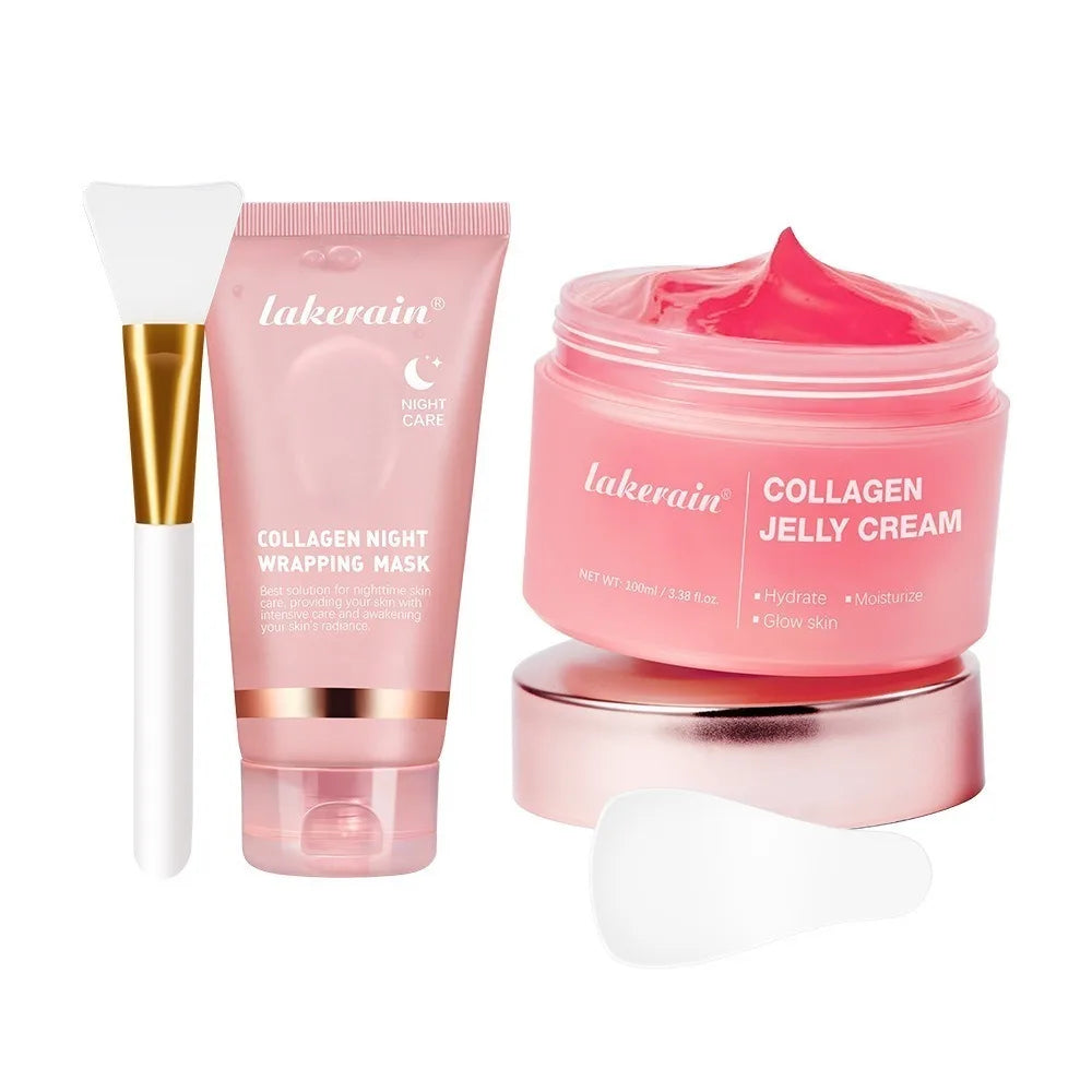 Mascarilla facial hidratante para envolver, cara suave con cepillo, mascarilla de colágeno hidrolizado que reduce la opacidad y reduce la flacidez