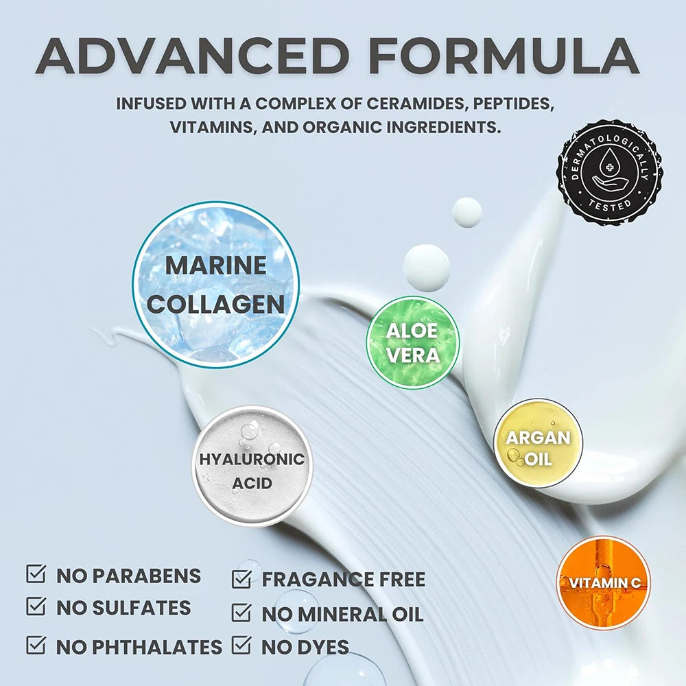 Crema facial hidratante de colágeno, efecto antienvejecimiento, reduce las arrugas, rejuvenecimiento de la piel, elasticidad e hidratación